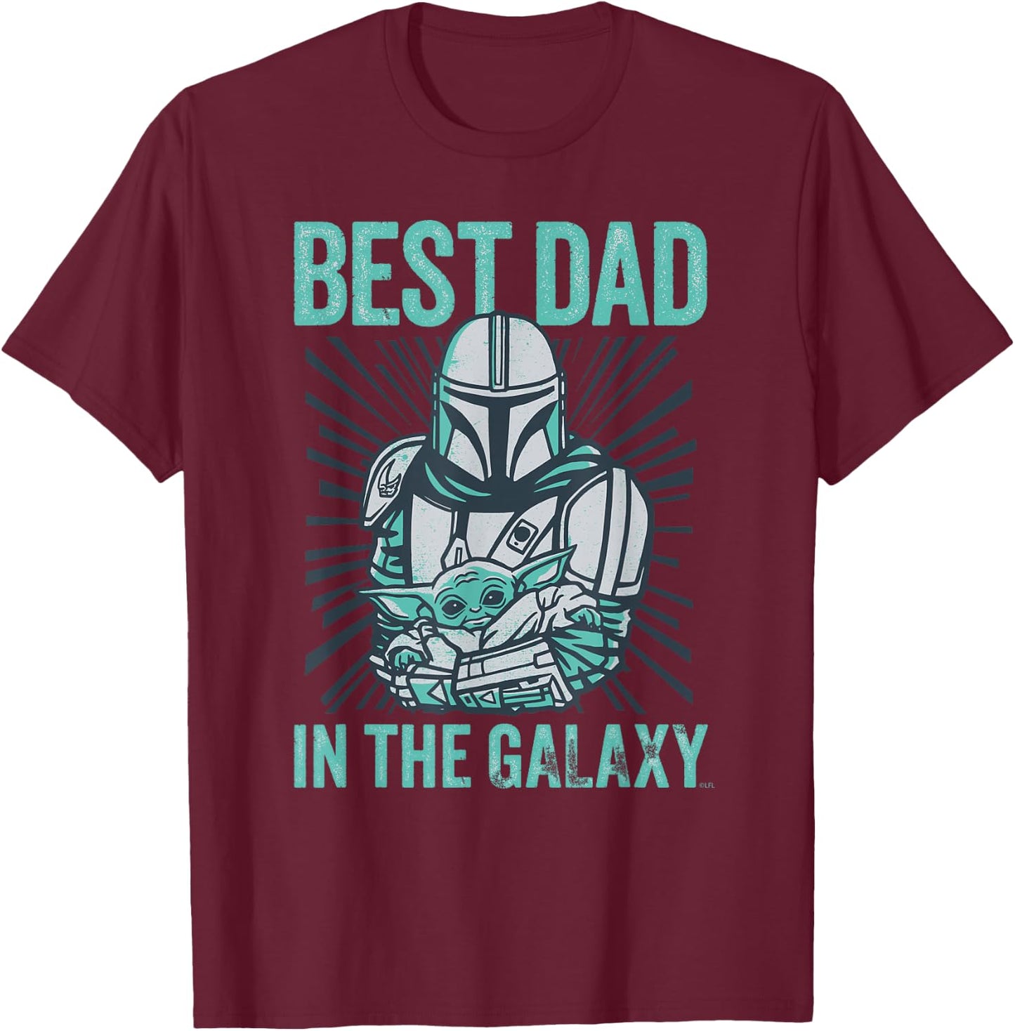 Star Wars The Mandalorian and Grogu Best Dad in the Galaxy T-Shirt - T-Shirt | Maroon