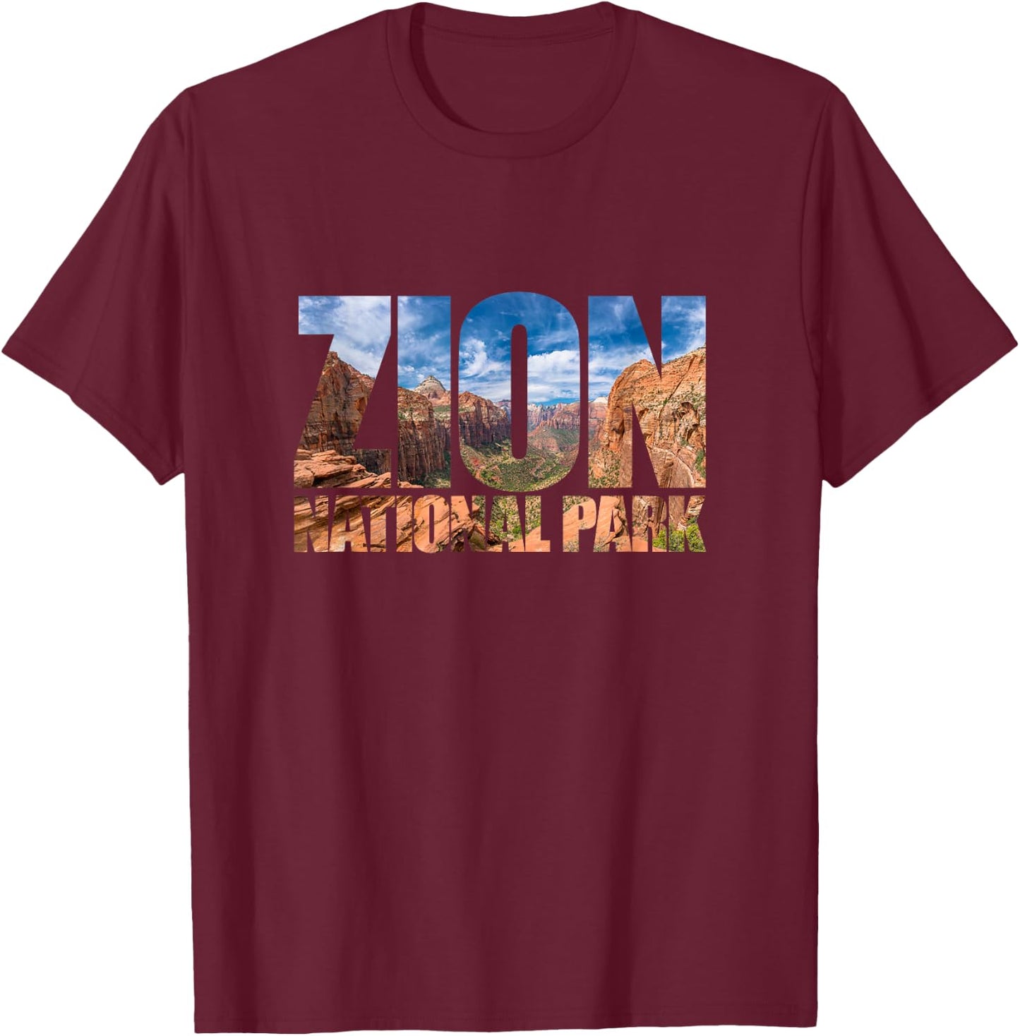 Zion National Park Near Las Vegas/Utah USA/Canyon Nature T-Shirt - T-Shirt | Maroon