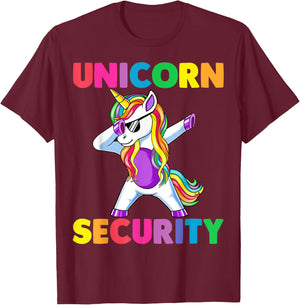 Halloween Dad Mom Daughter Adult Costume, Unicorn Security T-Shirt - T-Shirt | Maroon