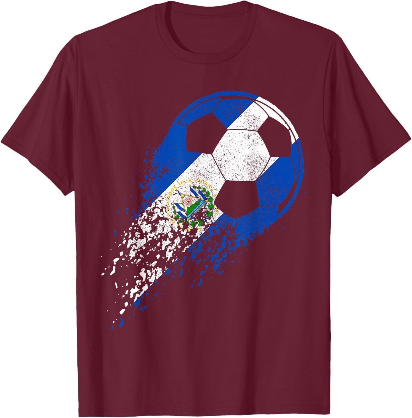 El Salvador Football Player Salvadoran Flag T-Shirt - T-Shirt | Maroon
