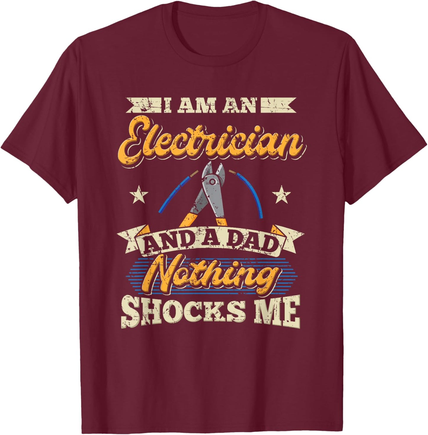Electrician Dad Electrical Worker Journeyman Wireman Vintage T-Shirt - T-Shirt | Maroon