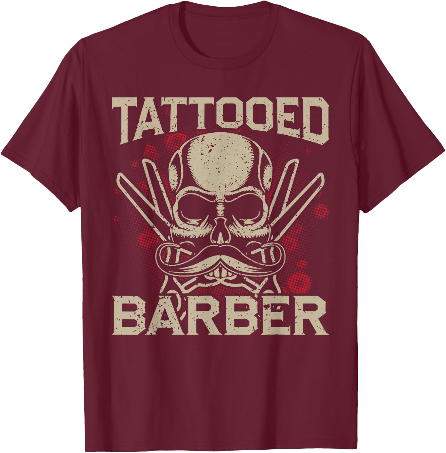 Tattooed Barber Barber Hairdresser T-Shirt - T-Shirt | Maroon