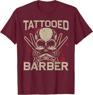 Tattooed Barber Barber Hairdresser T-Shirt - T-Shirt | Maroon