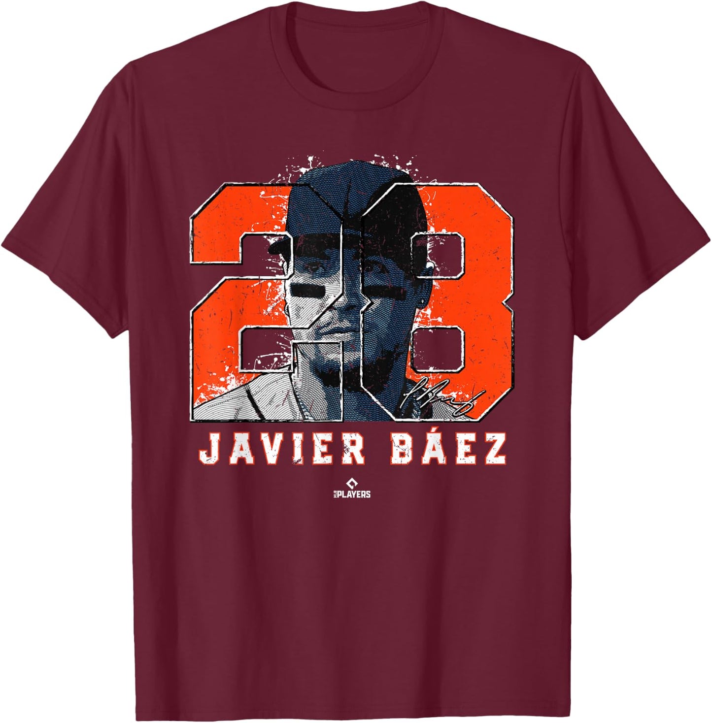 Javier Baez Silhouette Detroit Michigan MLBPA T-Shirt - T-Shirt | Maroon