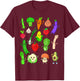 Comic Kawaii Vegetables T-Shirt - T-Shirt | Maroon
