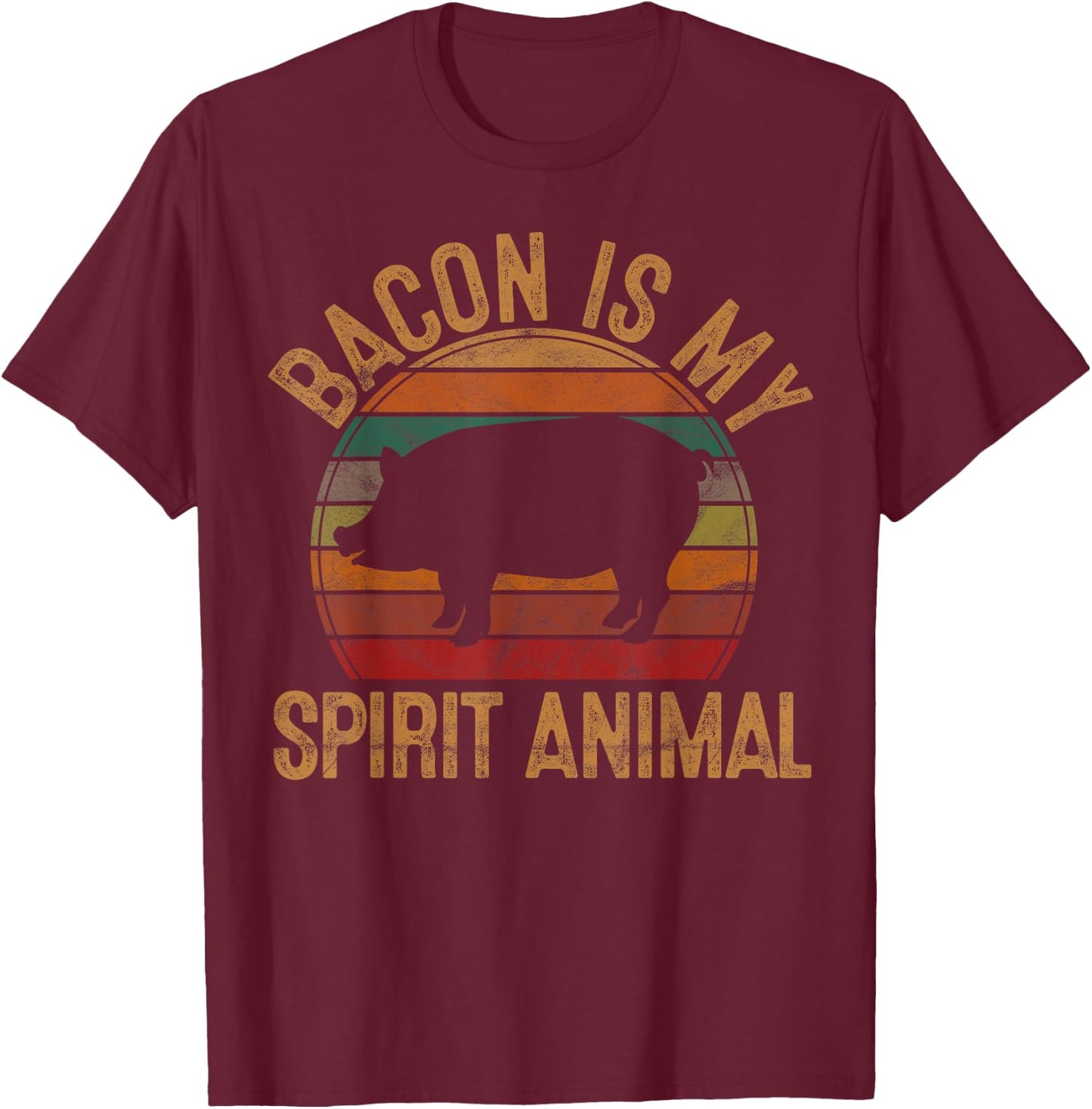 Bacon is My Spirit Animal Gift Retro BBQ Costume Pork Grill T-Shirt - T-Shirt | Maroon