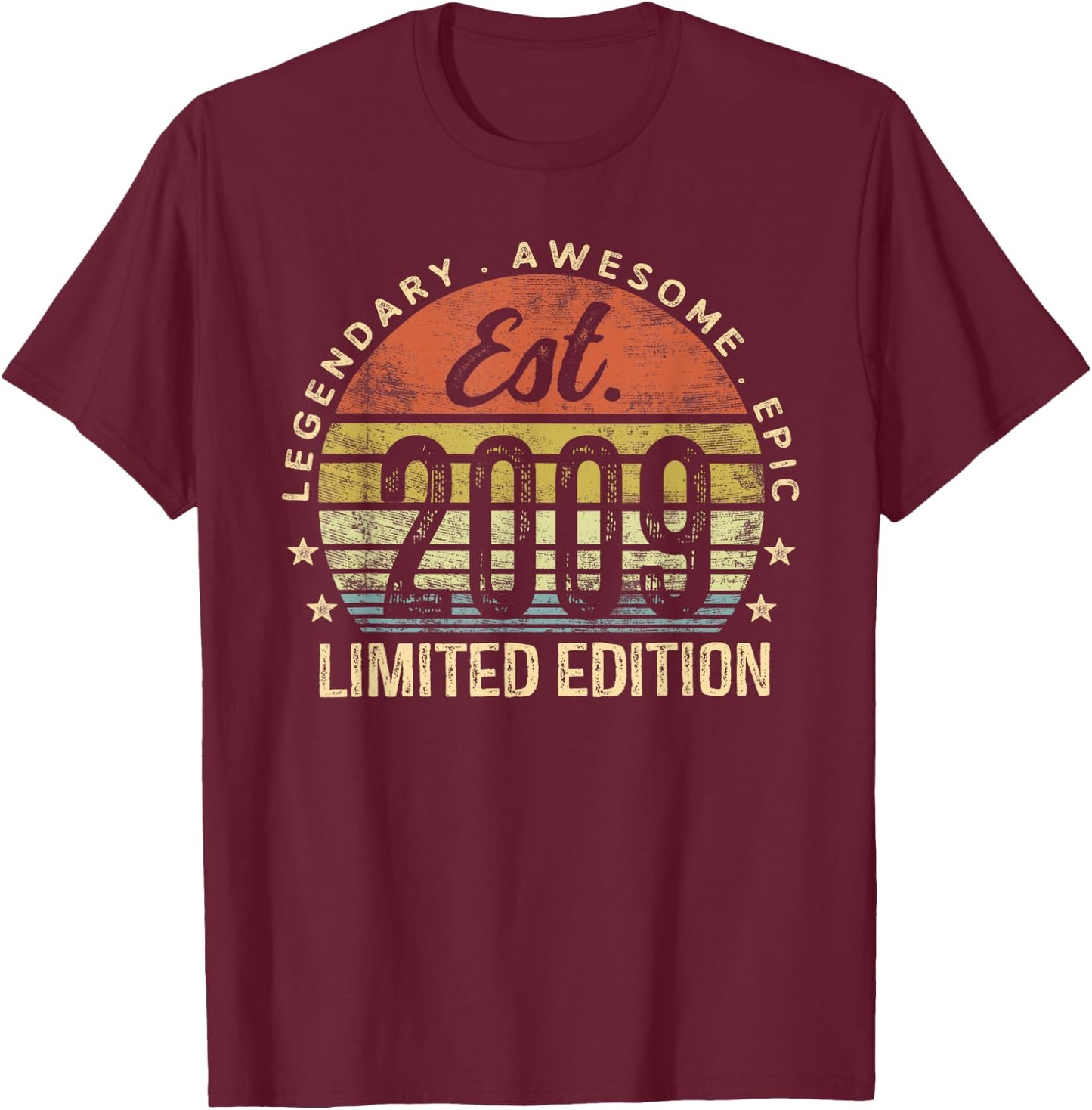 Legendary Awesome Epic 2009 Gifts Boys Girls -Kids 16th Birthday Graphic Black Small T-Shirt - T-Shirt | Maroon
