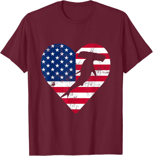 Patriotic Hammerhead Shark American Flag 4th Of July Women Kids Men T-Shirt - T-Shirt | Maroon