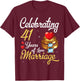 Husband & Wife Celebrating 41 Years Of Love Marriage Wedding T-Shirt - T-Shirt | Maroon