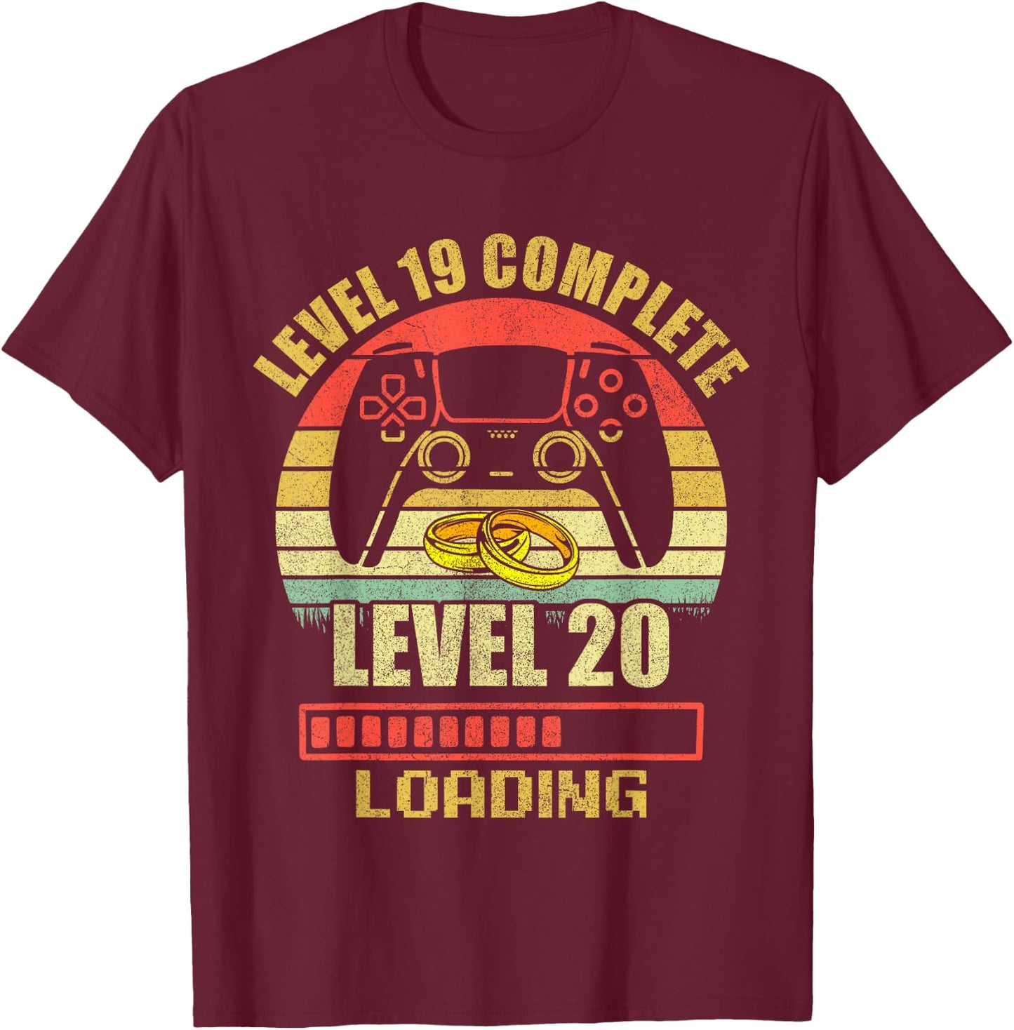 Couples Shirts Level 19 Complete Wedding Anniversary T-Shirt - T-Shirt | Maroon