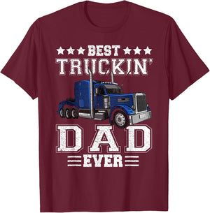 Retro Best Truckin' Dad Ever Driver Trucker Father's Day Men T-Shirt - T-Shirt | Maroon