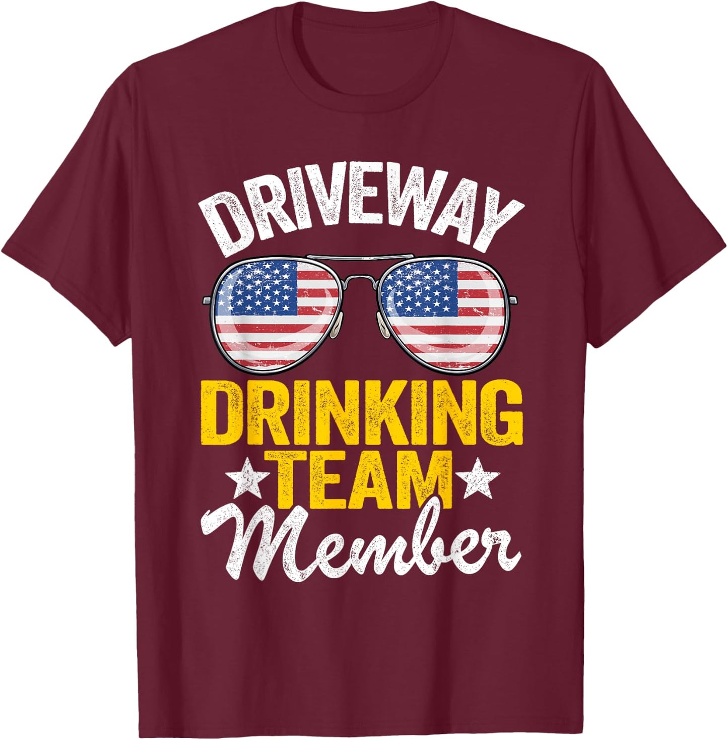 Beer Driveway Drinker US Flag Driveway Drinking Team Member T-Shirt - T-Shirt | Maroon