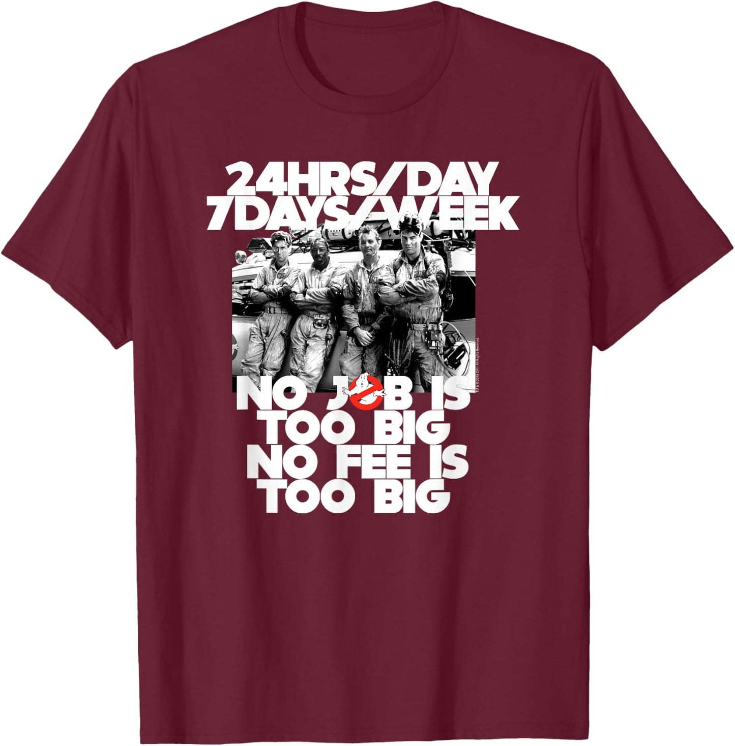 Ghostbusters No Job, No Fee is Too Big Funny Retro Movie T-Shirt - T-Shirt | Maroon