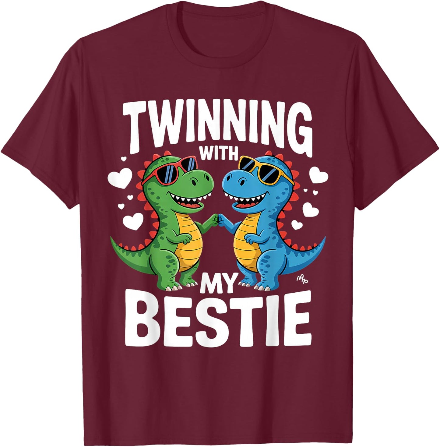 Twinning With My Bestie Twins Friends Twin Matching T-Shirt - T-Shirt | Maroon