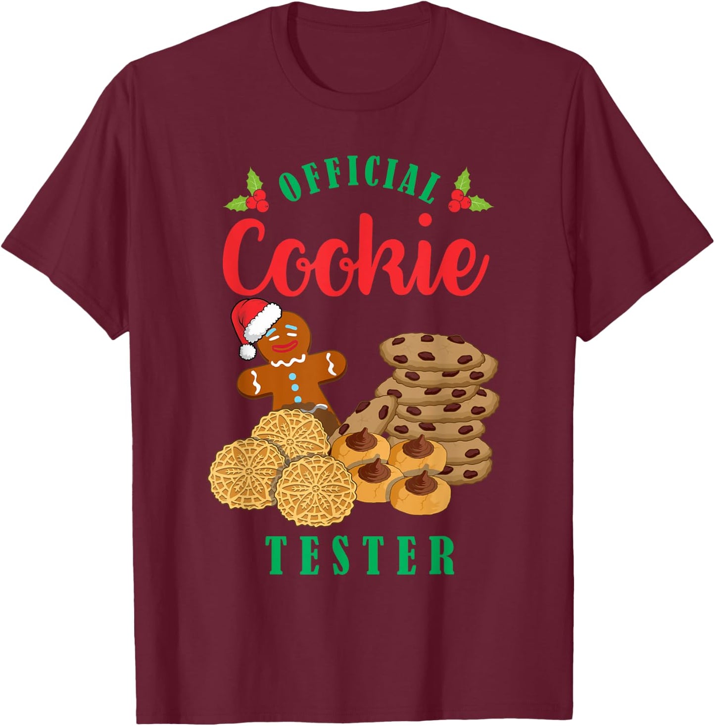 Official Cookie Taster Christmas Cookies Exchange Baker Gift T-Shirt - T-Shirt | Maroon