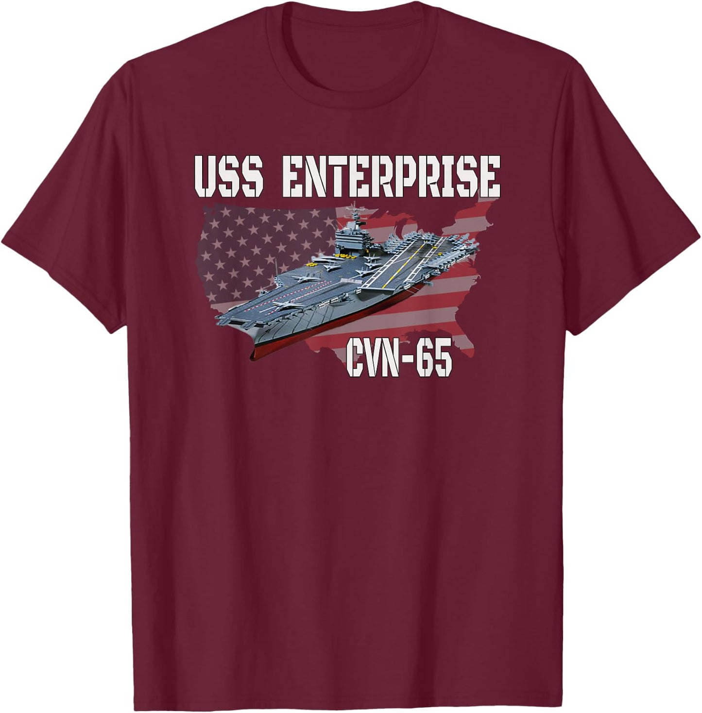 USS Enterprise CVN-65 Aircraft Carrier Veterans Day T-Shirt - T-Shirt | Maroon