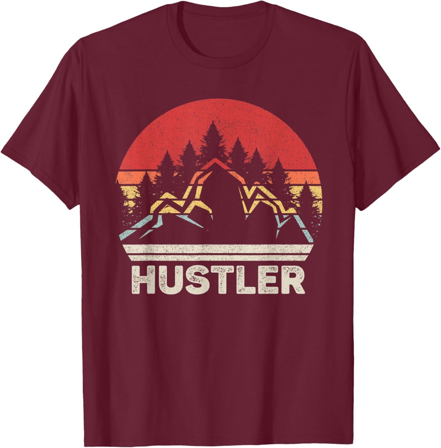 Vintage Retro Hustler T-Shirt - T-Shirt | Maroon