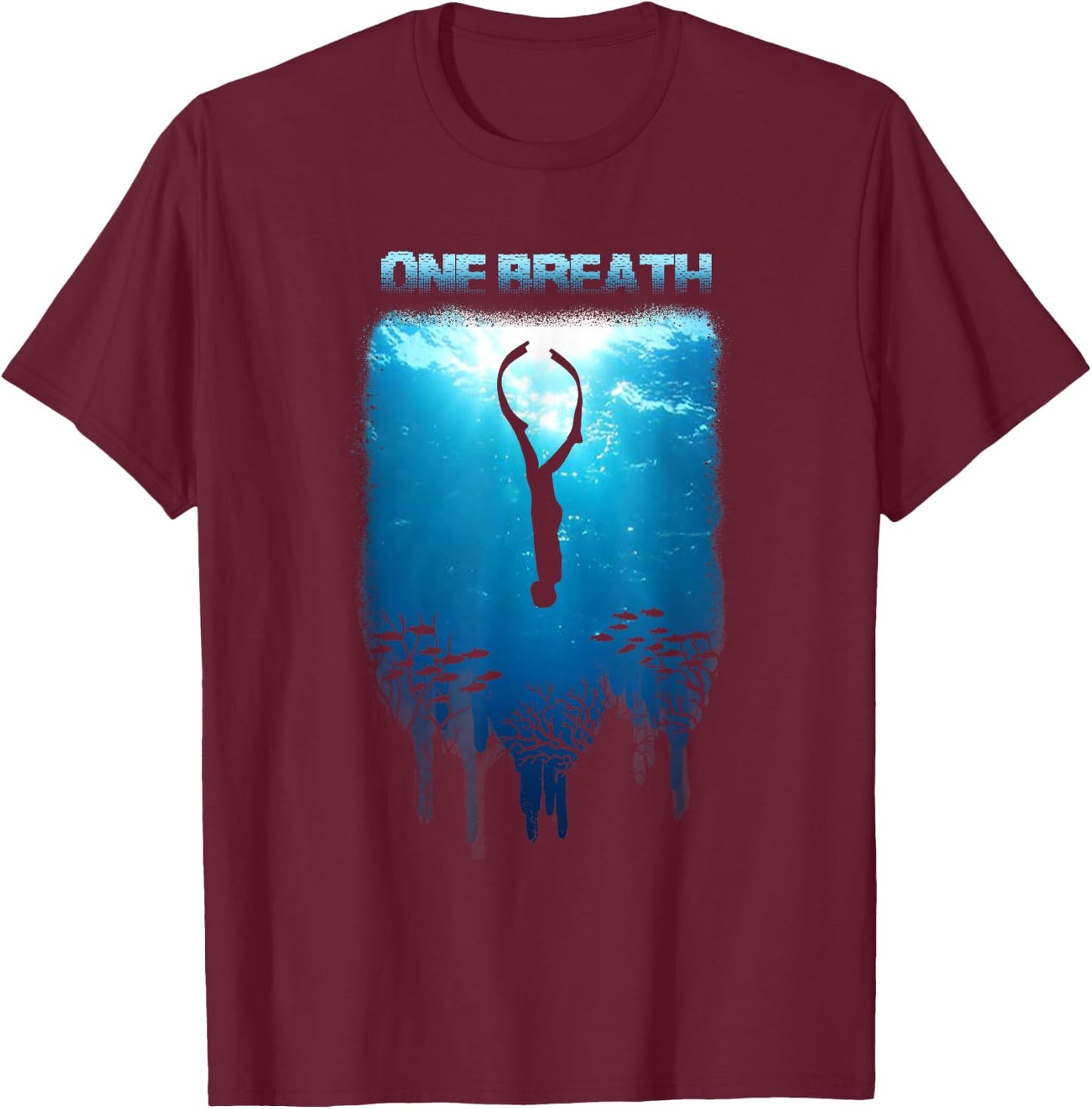 Freediving One Breath Diving Apnea Ocean Free Dive Ocean T-Shirt - T-Shirt | Maroon