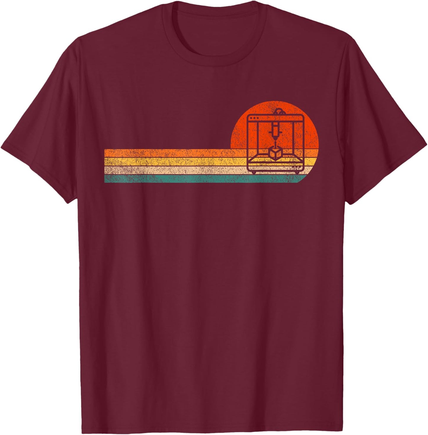 Funny 3D Printing 3D Printer Retro Vintage T-Shirt - T-Shirt | Maroon