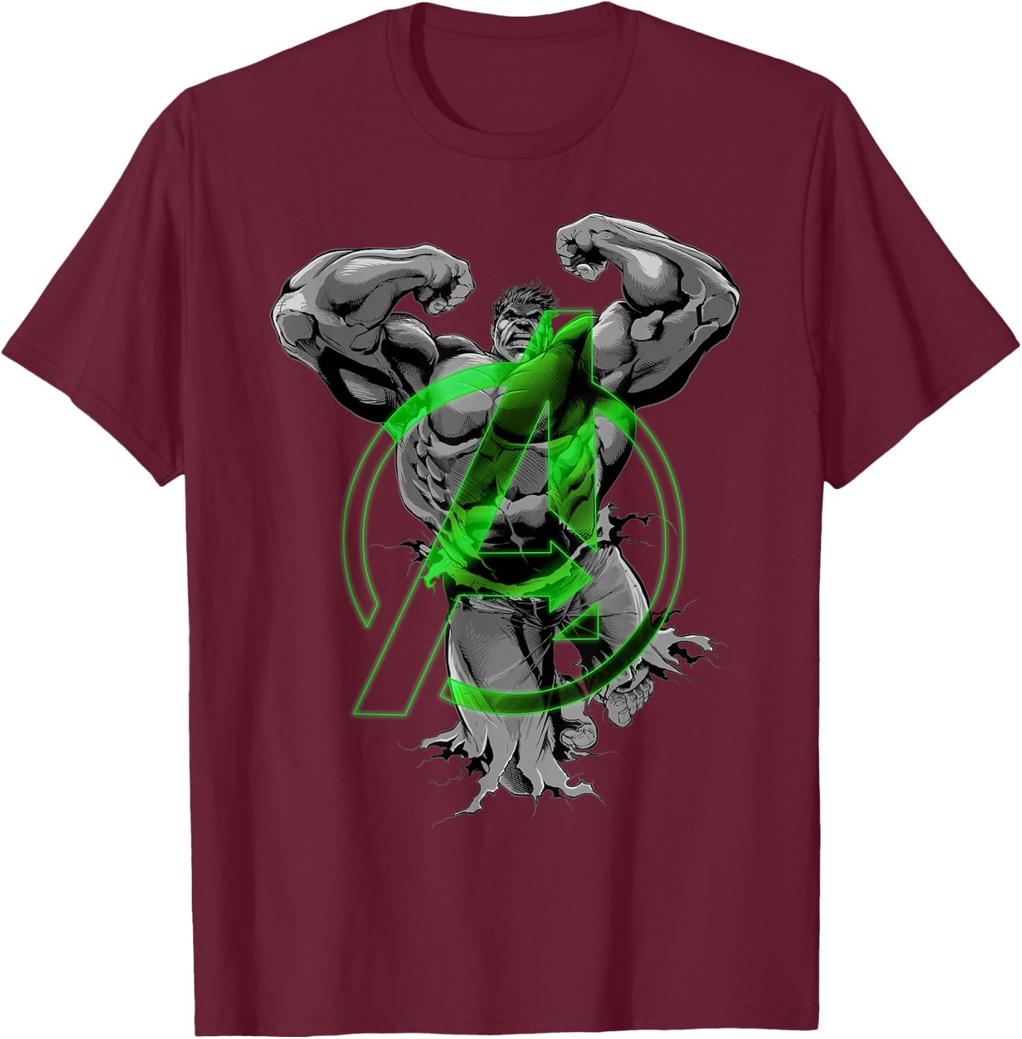 Marvel Avengers Hulk Jump Smash Portrait T-Shirt - T-Shirt | Maroon