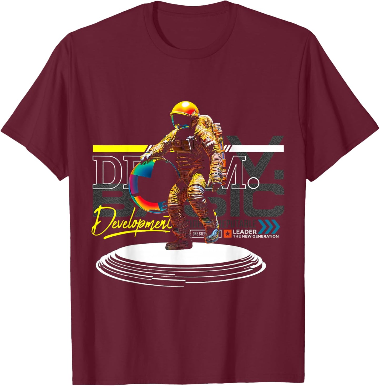 Astronaut | Frontprint | Art Space Graphic Fantasy Astronaut T-Shirt - T-Shirt | Maroon