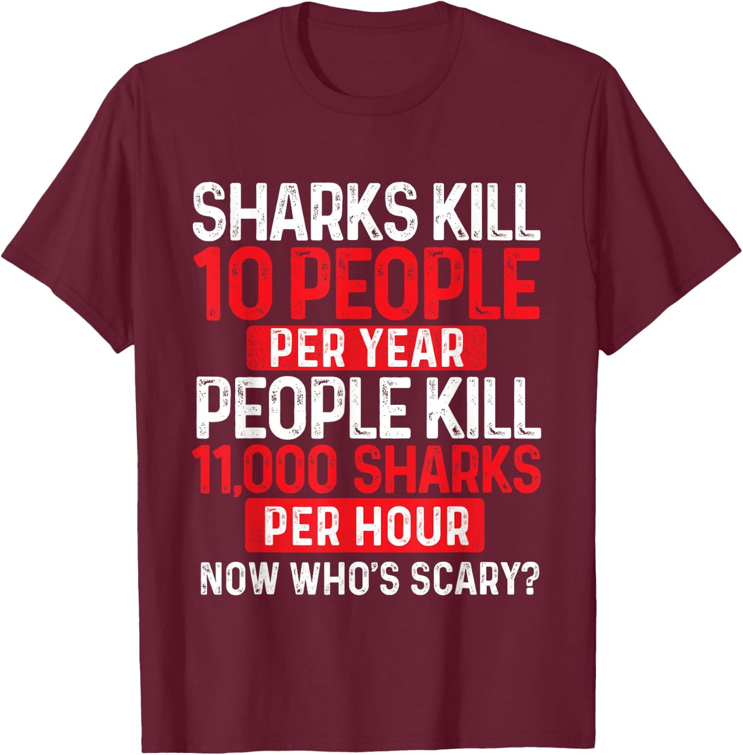 Now Who's Scary - Shark Lover Ocean Wildlife Protection T-Shirt - T-Shirt | Maroon