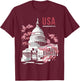 US Capitol Building Washington DC Cherry Blossoms T-Shirt - T-Shirt | Maroon