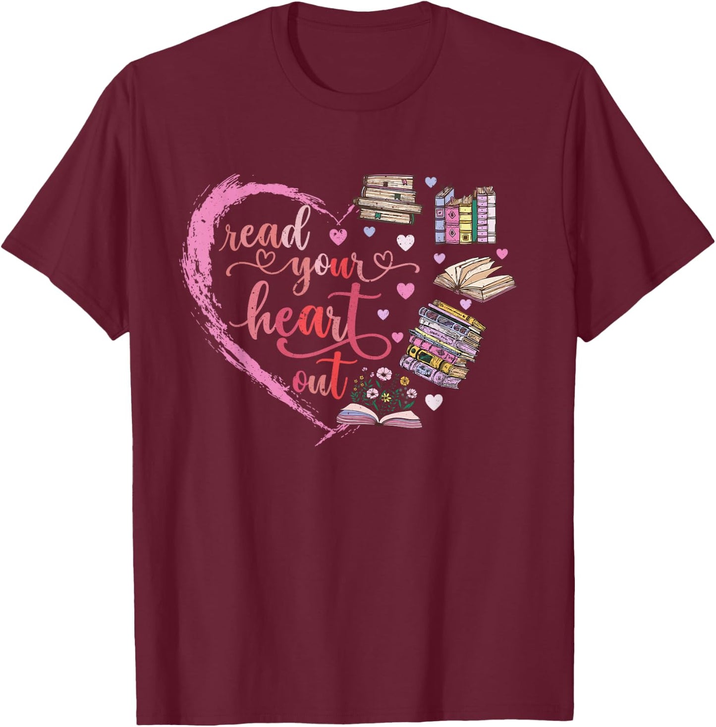Cute Retro Reading Book Reader Women Valentine T-Shirt - T-Shirt | Maroon