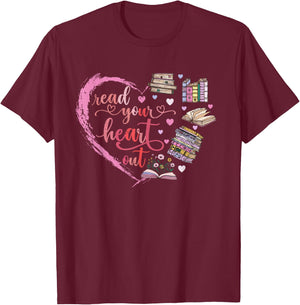Cute Retro Reading Book Reader Women Valentine T-Shirt - T-Shirt | Maroon