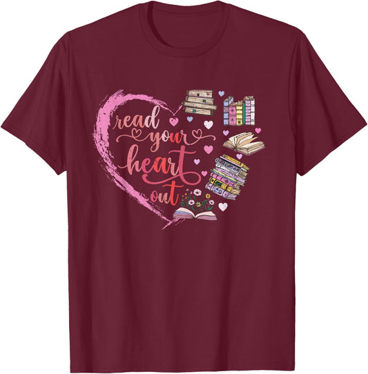 Cute Retro Reading Book Reader Women Valentine T-Shirt - T-Shirt | Maroon
