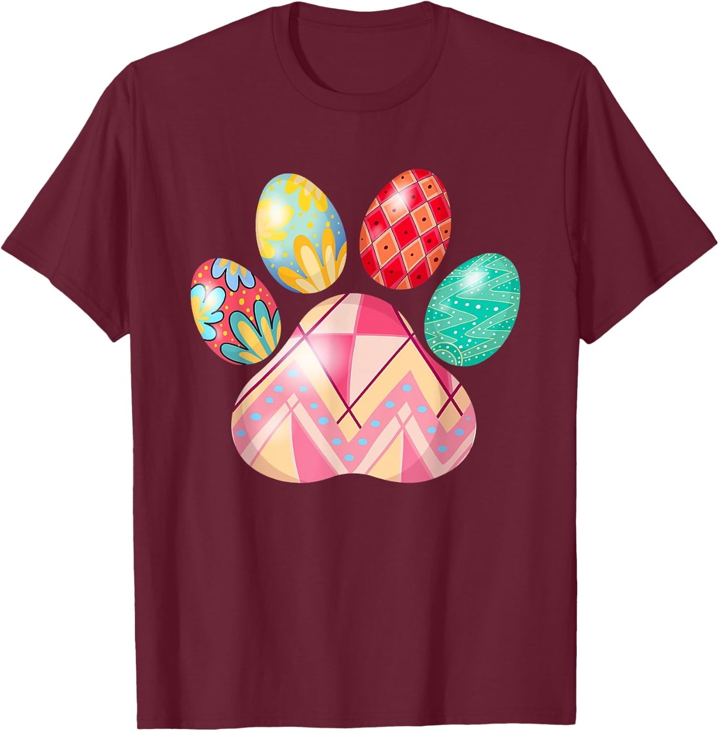 Egg Paw Print Dog Owner Lover Happy Easter Women Kids T-Shirt - T-Shirt | Maroon