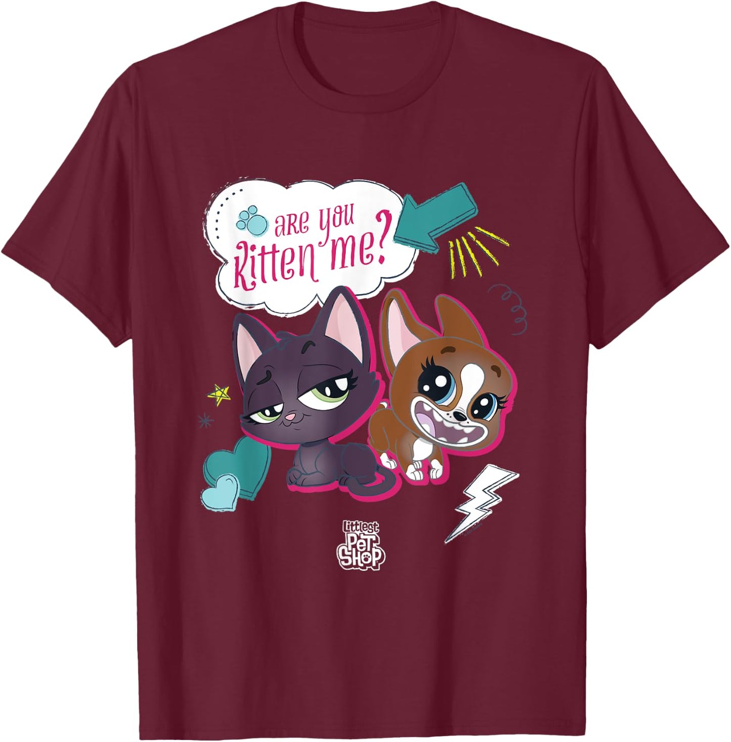 Littlest Pet Shop Puppy are you Kitten Me? T-Shirt - T-Shirt | Maroon