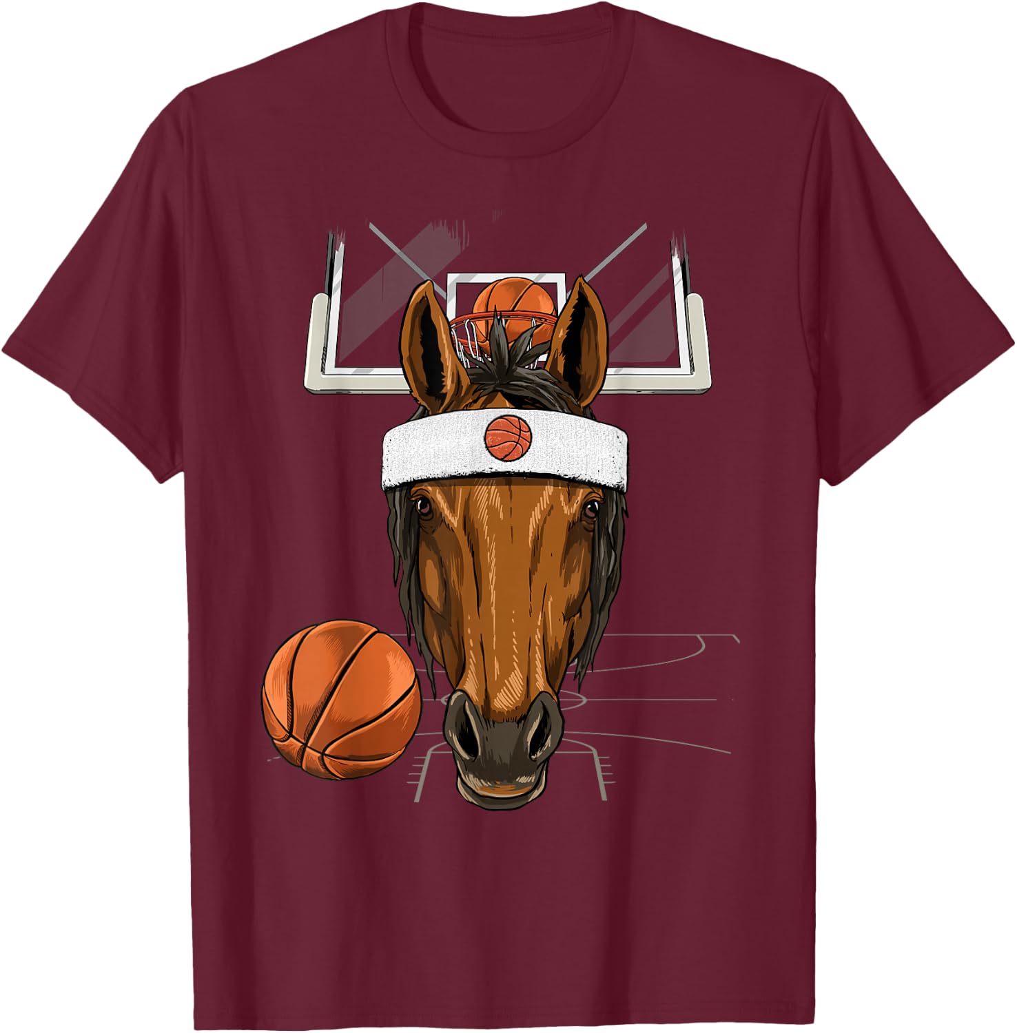 Horse Basketball Horse Lovers Basketball Player T-Shirt - T-Shirt | Maroon