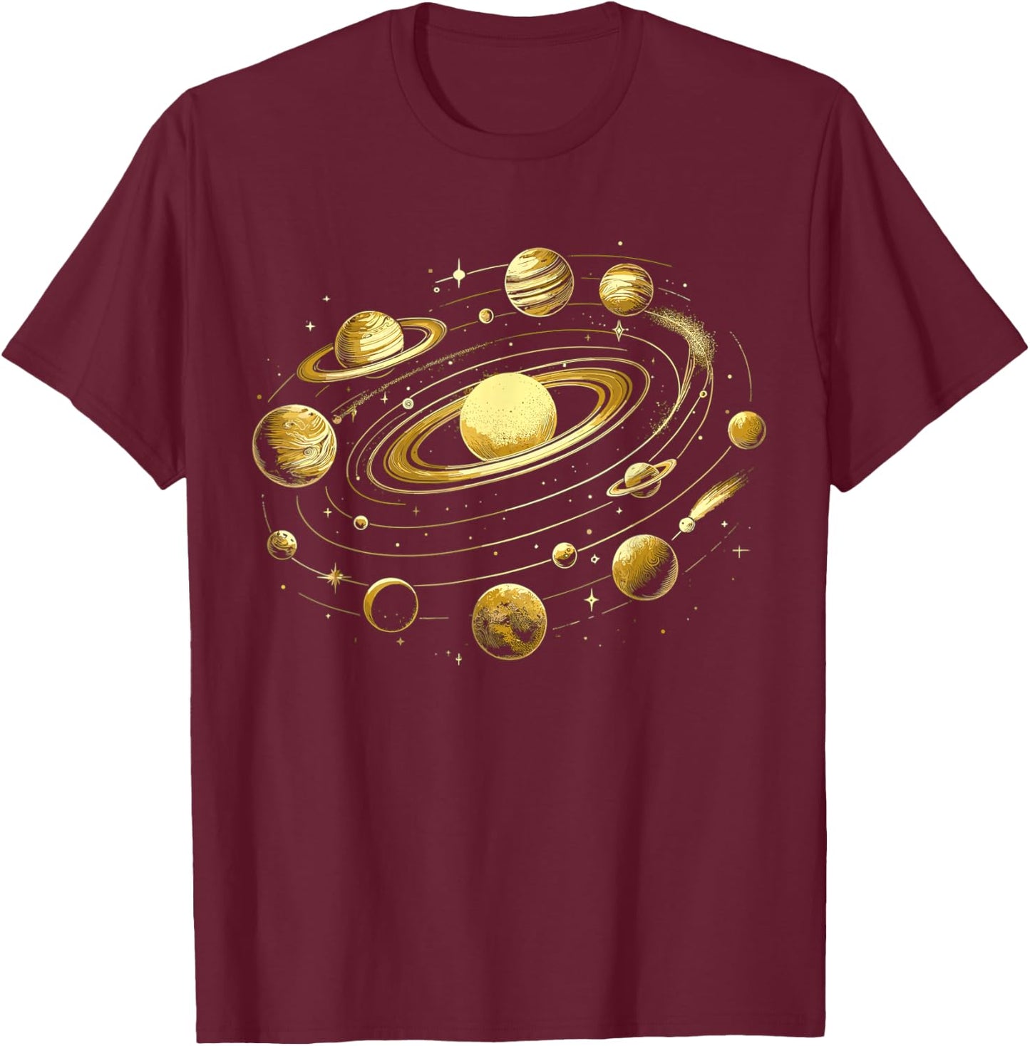 Solar System Planets Space Science Galaxy Astrology T-Shirt - T-Shirt | Maroon