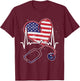 Heart US Flag RN Patriotic LPN Heartbeat Stethoscope Nurse T-Shirt - T-Shirt | Maroon