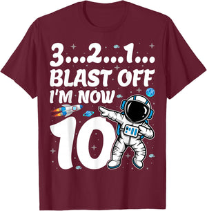 I'm 10 Dabbing Astronaut Space Astronomy 10th Birthday Party T-Shirt - T-Shirt | Maroon