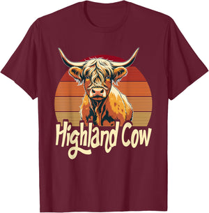 Highland Cow Lover Cattle Farmer T-Shirt - T-Shirt | Maroon