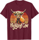 Highland Cow Lover Cattle Farmer T-Shirt - T-Shirt | Maroon