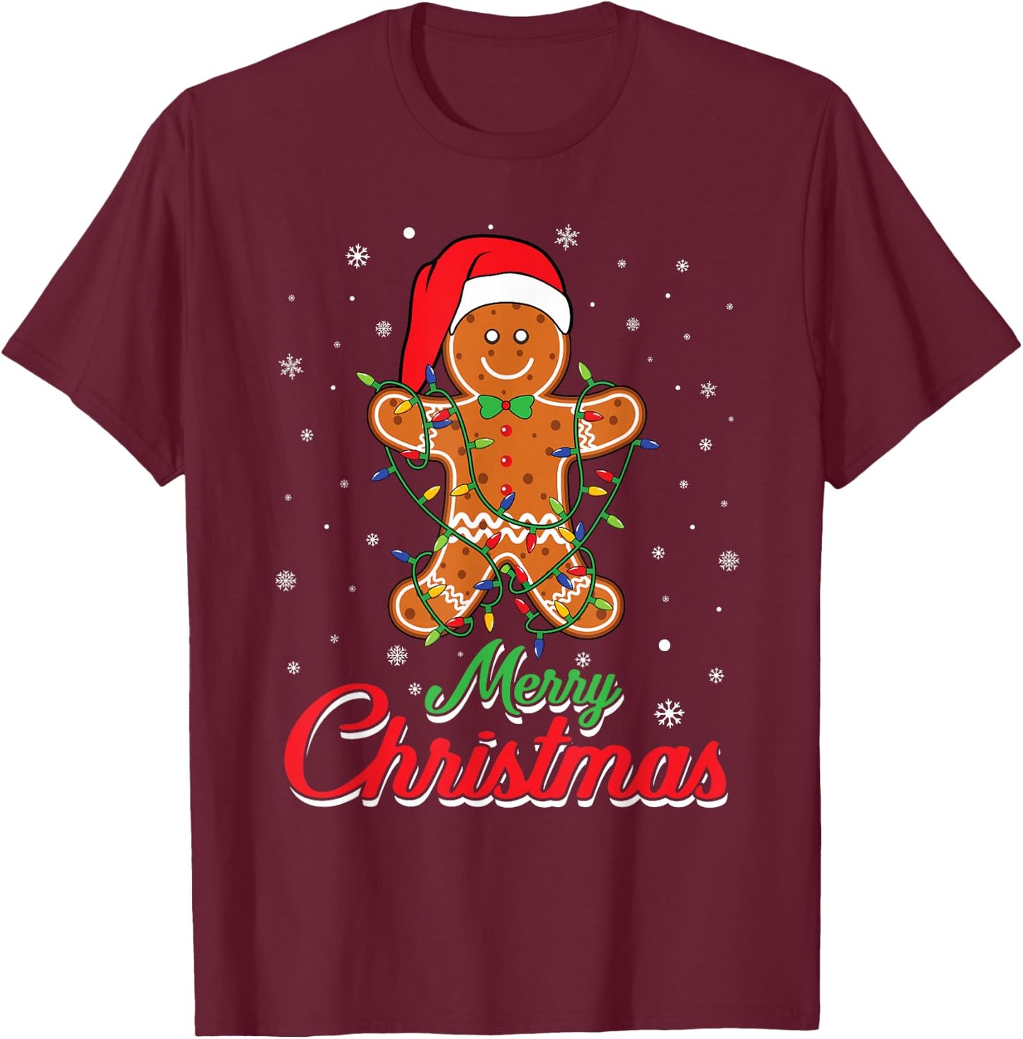 Merry Christmas Gingerbread Man - Cookie Baking Bakers Team T-Shirt - T-Shirt | Maroon
