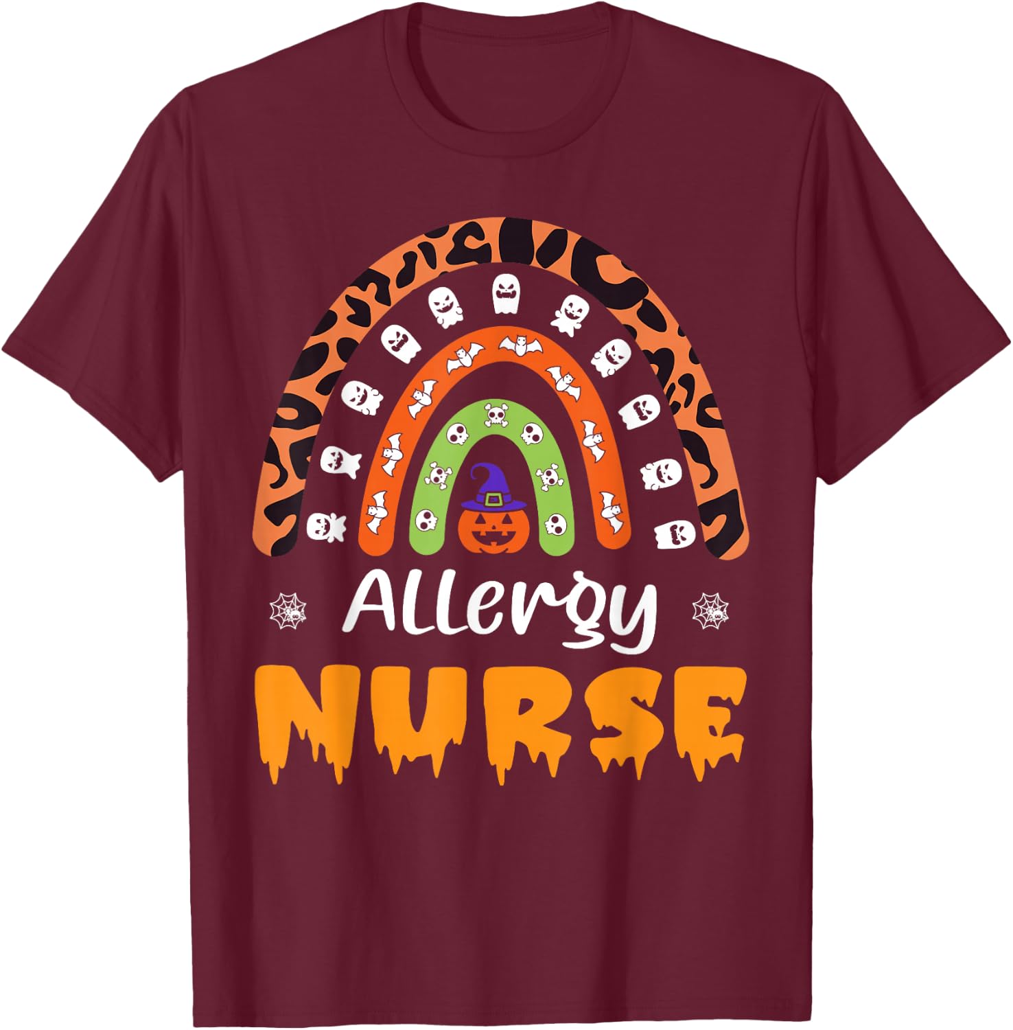 Allergy Nurse Leopard Rainbow Halloween Costume T-Shirt - T-Shirt | Maroon