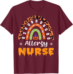 Allergy Nurse Leopard Rainbow Halloween Costume T-Shirt - T-Shirt | Maroon