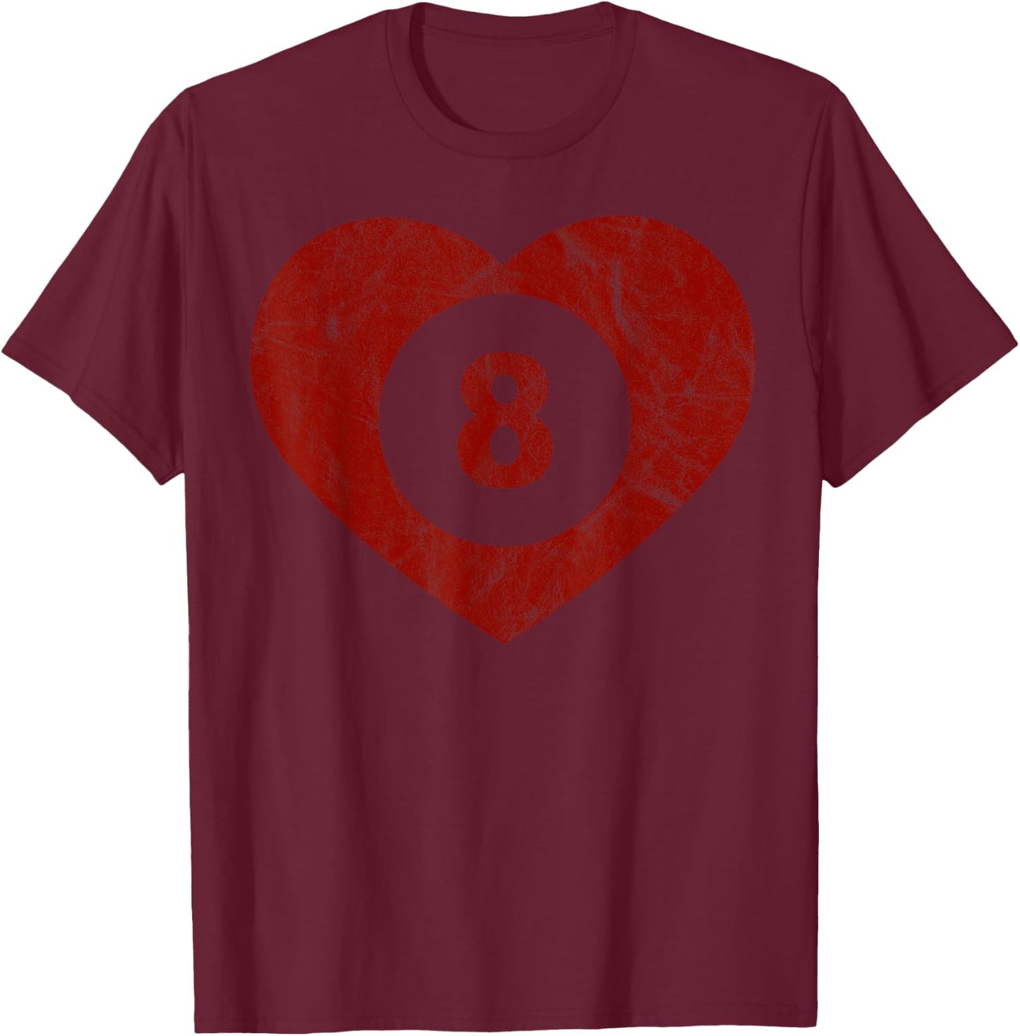 Vintage Billiard Heart Gift Snooker Player Valentine's Day T-Shirt - T-Shirt | Maroon