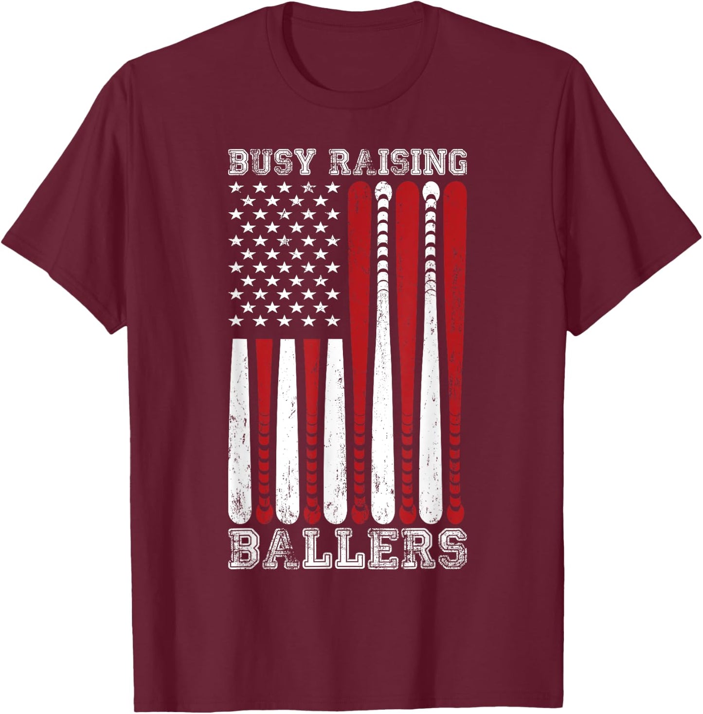 Funny Baseball - Busy Raising Ballers T-Shirt - T-Shirt | Maroon