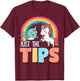 Funny Just The Tips Naughty Narwhal Unicorn Pun T-Shirt - T-Shirt | Maroon