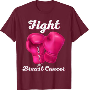 Fight Breast Cancer Boxing Gloves Breast Cancer Awareness T-Shirt - T-Shirt | Maroon