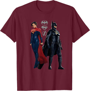 The Flash Movie Batman and Supergirl T-Shirt - T-Shirt | Maroon