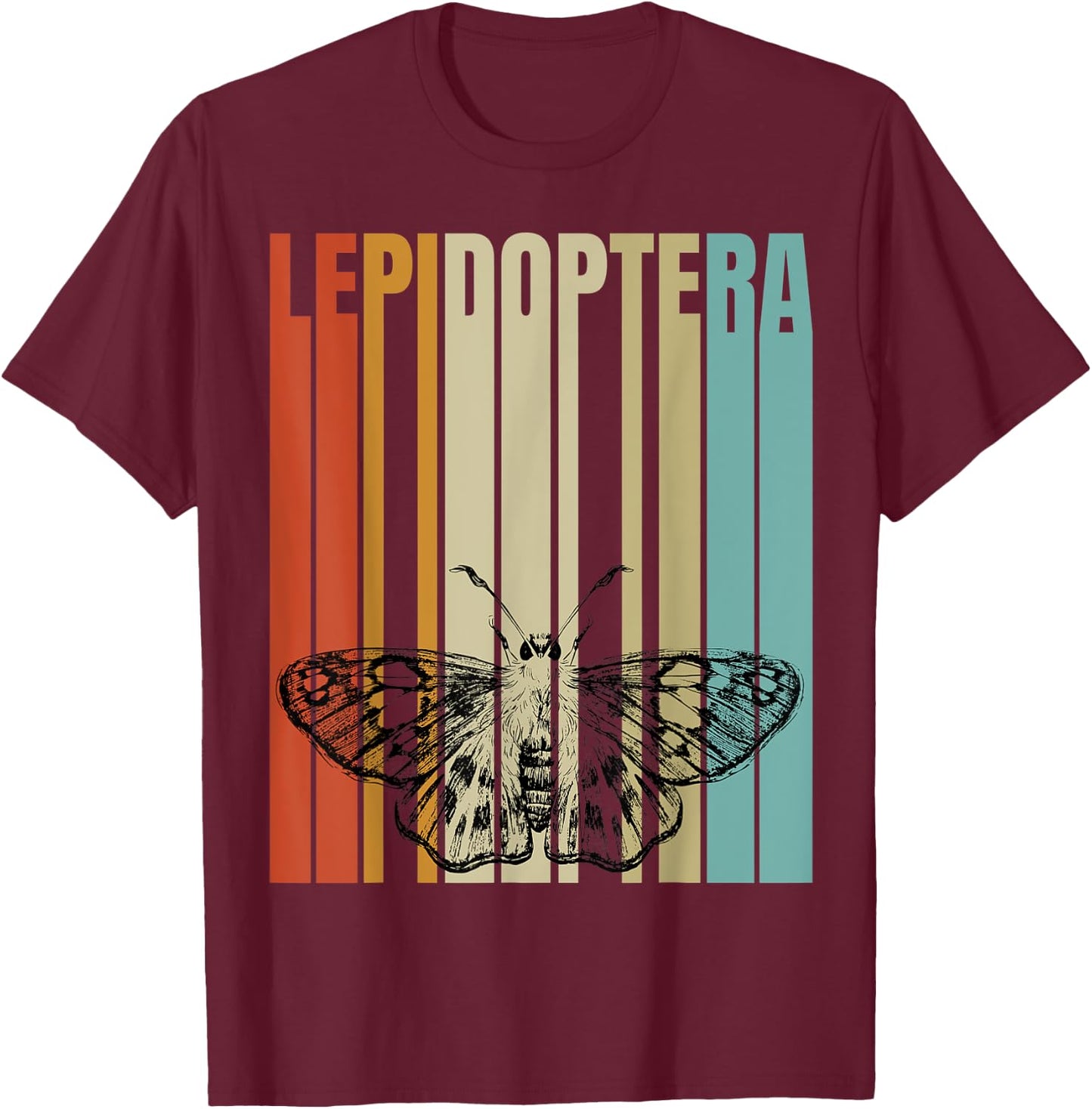 Retro Lepidoptera T-Shirt - T-Shirt | Maroon