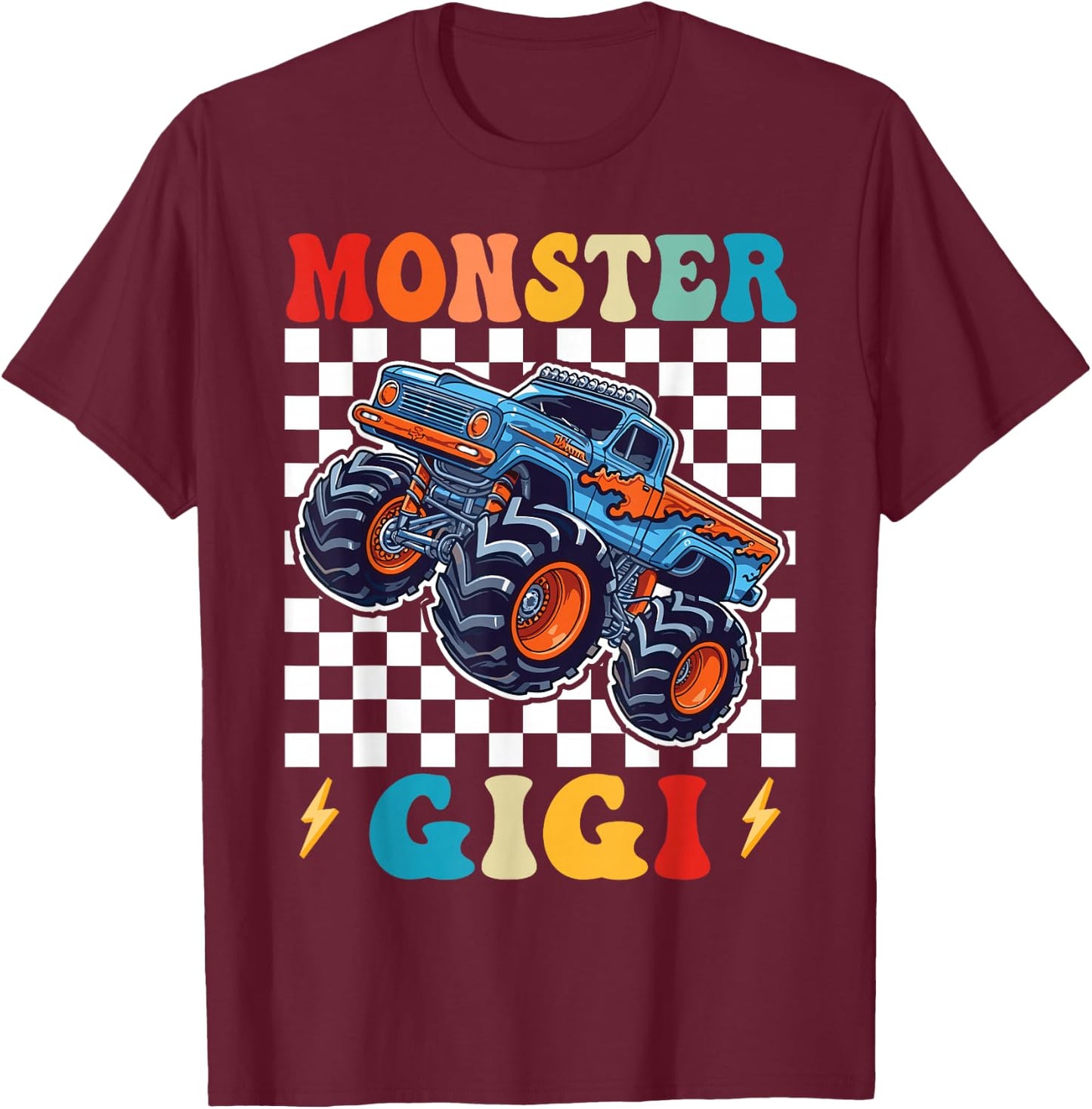 Monster Truck Gigi Family Matching Monster Trucks Birthday T-Shirt - T-Shirt | Maroon