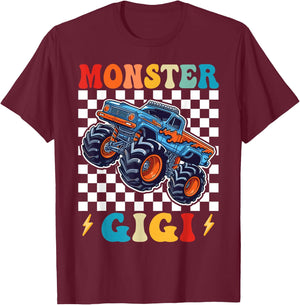 Monster Truck Gigi Family Matching Monster Trucks Birthday T-Shirt - T-Shirt | Maroon