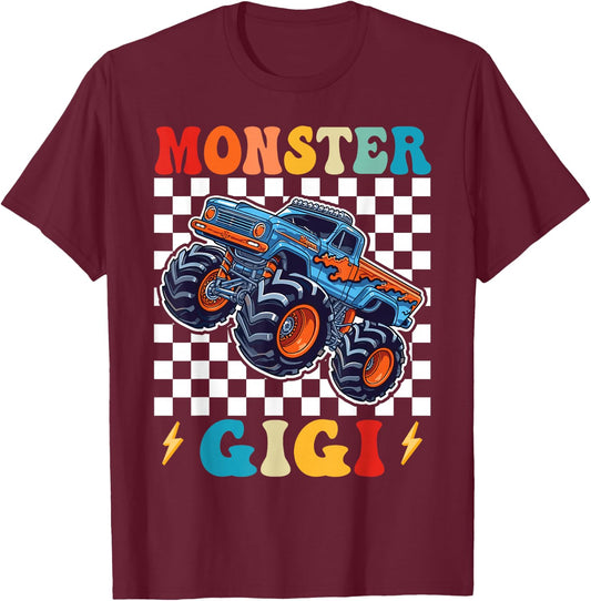 Monster Truck Gigi Family Matching Monster Trucks Birthday T-Shirt - T-Shirt | Maroon